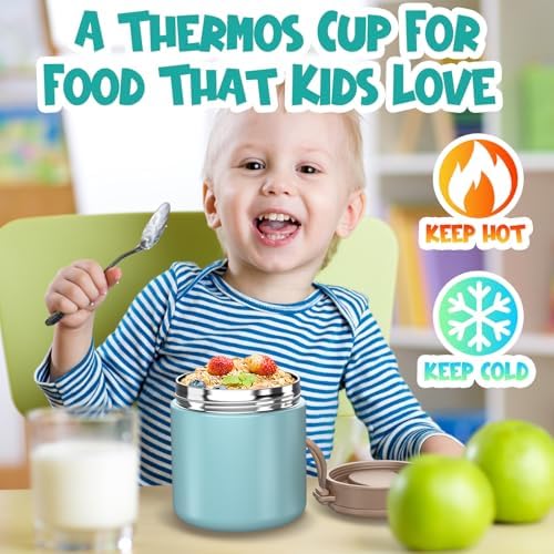 Thermo for Hot Food Kids - 15.2oz with Folding Spoon and Silicone handle, alternate view 6