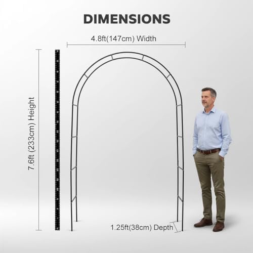 Thick Metal Garden Arch Rust-Proof Heavy Duty for Climbing Vines & Wedding, alternate view 3