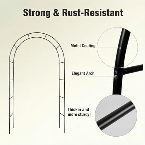 Thick Metal Garden Arch Rust-Proof Heavy Duty for Climbing Vines & Wedding, alternate view 5
