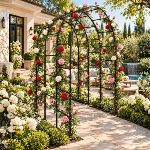 Thickened Tube 3-Layer, 88" H x 63" W x 44.5" D, Garden Arch Trellis Tunnel, Heavy Duty Metal Arbor for Climbing, alternate