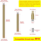 Threaded Extension Poles, Lighting Fixture Downrods Stems & 1-pc Sloped Ceiling Adapter for Pendant Light, alternate view 3