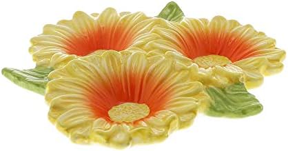 Three Section Snack Dish Sunflower Condiment Dish in 6 x 1 inches in Sunflower