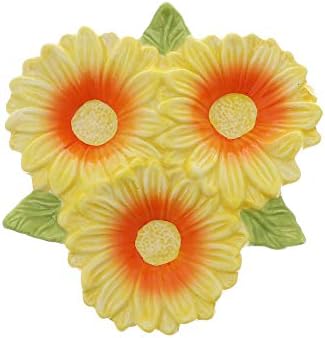 Three Section Snack Dish Sunflower Condiment Dish in 6 x 1 inches in Sunflower, alternate view 5