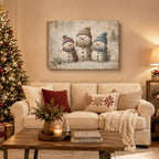 Three Snowmen Christmas Canvas Wall Art, Snowman Family Canvas Prints, alternate view 2