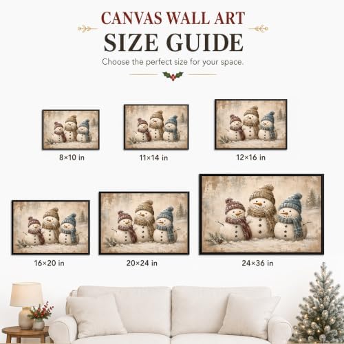 Three Snowmen Framed Christmas Wall Art, Snowman Family Canvas Pictures, alternate view 6