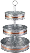 Three Tiered Serving Stand, Rustic Metal Cupcake Stand, Farmhouse Galvanized Tiered Serving Tray for Dessert