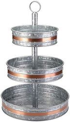 Three Tiered Serving Stand, Rustic Metal Cupcake Stand, Farmhouse Galvanized Tiered Serving Tray for Dessert