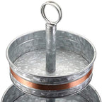 Three Tiered Serving Stand, Rustic Metal Cupcake Stand, Farmhouse Galvanized Tiered Serving Tray for Dessert, alternate view