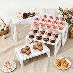 Tiered Display Stand, Wooden 4 Tier Display Risers, Nesting Cupcake Stand for Dessert, Food, Cupcake, alternate view 2