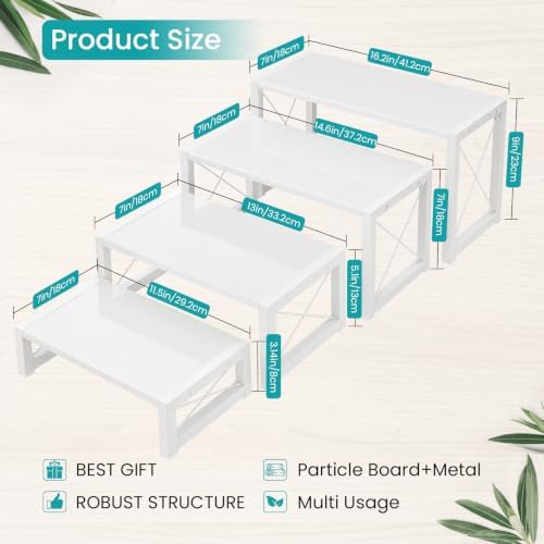 Tiered Display Stand, Wooden 4 Tier Display Risers, Nesting Cupcake Stand for Dessert, Food, Cupcake, alternate view 3