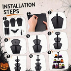 Tiered Halloween Cupcake Stand Trays Black Coffin Serving Platters in black, alternate view 6