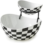 Tiered Serving Bowls, Chip and Dip Serving Set, Halloween Hosting in 2-Tier Set (Large, Medium) in Black and