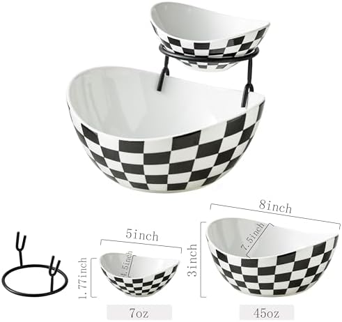 Tiered Serving Bowls, Chip and Dip Serving Set, Halloween Hosting in 2-Tier Set (Large, Medium) in Black and, alternate view