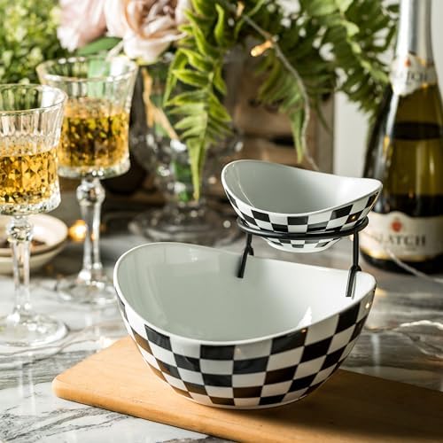Tiered Serving Bowls, Chip and Dip Serving Set, Halloween Hosting in 2-Tier Set (Large, Medium) in Black and, alternate view