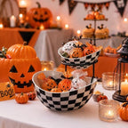 Tiered Serving Bowls, Chip and Dip Serving Set, Halloween Hosting in 2-Tier Set (Large, Medium) in Black and, alternate view