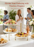Tiered Serving Tray for Party, 10 Inch Dessert Display Stand, Gold in Gold, alternate view 2