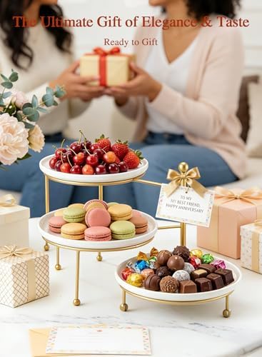 Tiered Serving Tray for Party, 10 Inch Dessert Display Stand, Gold in Gold, alternate view 5