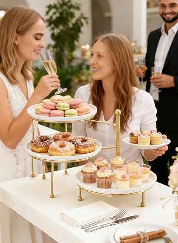 Tiered Serving Tray for Party, 10 Inch Dessert Display Stand, Gold in Gold, alternate view 6