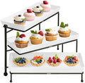 Tiered Serving Tray for Party, 14 Inch Dessert Display Stand, Black in Black