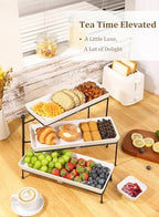 Tiered Serving Tray for Party, 14 Inch Dessert Display Stand, Black in Black, alternate view 4