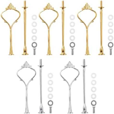 Tiered Tray Hardware Kit,5 Sets Cake Tier Stacking Kit for DIY Food Stand in Glod, Silver