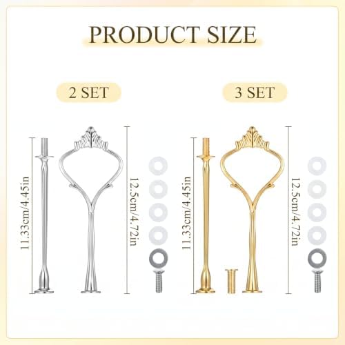 Tiered Tray Hardware Kit,5 Sets Cake Tier Stacking Kit for DIY Food Stand in Glod, Silver, alternate view 2