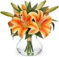 Tiger Lily Fall Flowers Artificial for Decoration in Vase Real Touch Orange Autumn Silk Faux Flowers