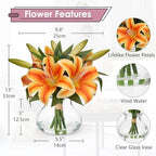 Tiger Lily Fall Flowers Artificial for Decoration in Vase Real Touch Orange Autumn Silk Faux Flowers, alternate view 2