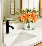Tiger Lily Fall Flowers Artificial for Decoration in Vase Real Touch Orange Autumn Silk Faux Flowers, alternate view 3