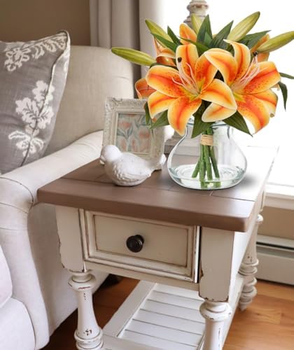 Tiger Lily Fall Flowers Artificial for Decoration in Vase Real Touch Orange Autumn Silk Faux Flowers, alternate view 4
