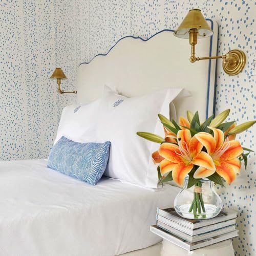 Tiger Lily Fall Flowers Artificial for Decoration in Vase Real Touch Orange Autumn Silk Faux Flowers, alternate view 6