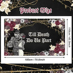 Till Death Do Us Part Halloween Wedding Decorations Backdrop 6x3.6ft in 70.8x43.3inch in Black, alternate view 2