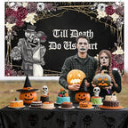 Till Death Do Us Part Halloween Wedding Decorations Backdrop 6x3.6ft in 70.8x43.3inch in Black, alternate view 5