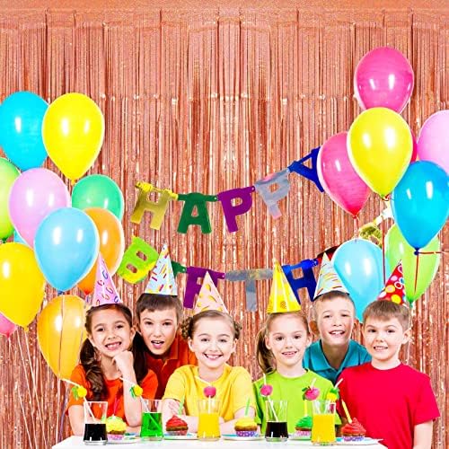 Tinsel Foil Fringe Curtain, 2 Pack Metallic Tinsel Curtain Backdrop for Party Decorations, Large Glitter, alternate view 2