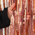 Tinsel Foil Fringe Curtain, 2 Pack Metallic Tinsel Curtain Backdrop for Party Decorations, Large Glitter, alternate view 3