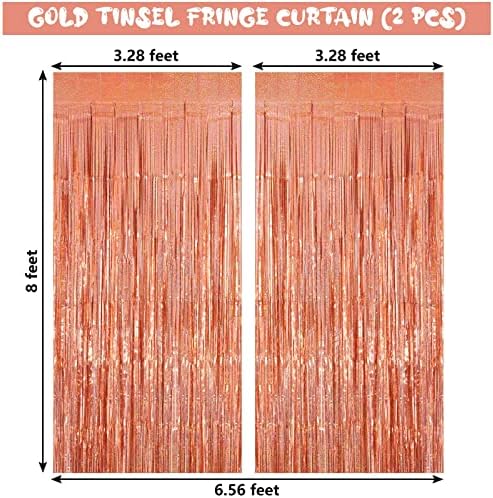 Tinsel Foil Fringe Curtain, 2 Pack Metallic Tinsel Curtain Backdrop for Party Decorations, Large Glitter, alternate view 4