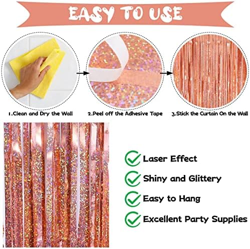 Tinsel Foil Fringe Curtain, 2 Pack Metallic Tinsel Curtain Backdrop for Party Decorations, Large Glitter, alternate view 5