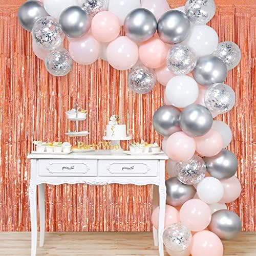 Tinsel Foil Fringe Curtain, 2 Pack Metallic Tinsel Curtain Backdrop for Party Decorations, Large Glitter, alternate view 6