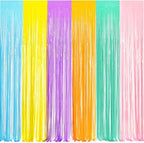 Tinsel Foil Fringe Curtains | Pastel Colourful Party Backdrop in 3.2 x 8.2ft in Colorful