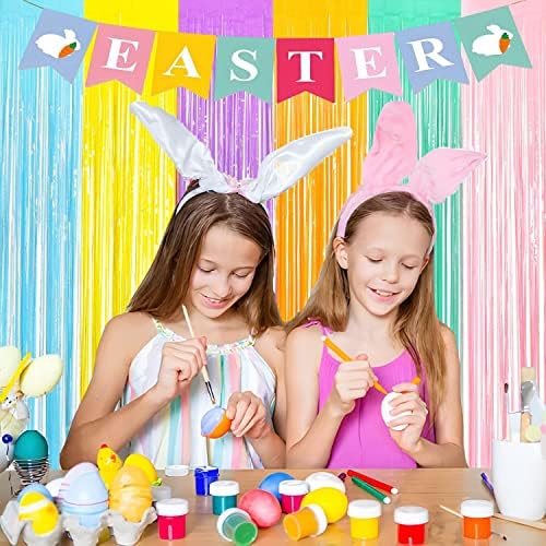 Tinsel Foil Fringe Curtains | Pastel Colourful Party Backdrop in 3.2 x 8.2ft in Colorful, alternate view 2