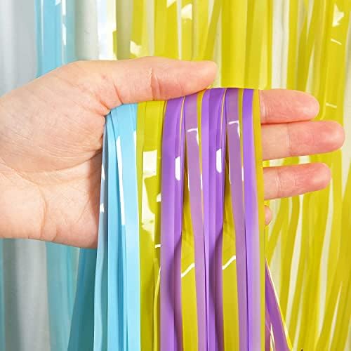 Tinsel Foil Fringe Curtains | Pastel Colourful Party Backdrop in 3.2 x 8.2ft in Colorful, alternate view 6
