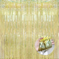 Tinsel Fringe Backdrop Gold Party Decorations 2 Pack in 3.2x8.2ft in Light Gold