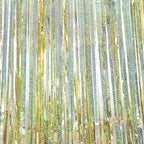 Tinsel Fringe Backdrop Gold Party Decorations 2 Pack in 3.2x8.2ft in Light Gold, alternate view 4