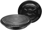 TogoTainer |15 Inch Heavy Duty Round Black Sushi Trays 20 Packs Sushi Container with Lid Sushi Display for