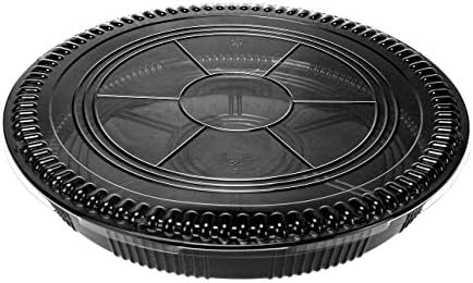 TogoTainer |15 Inch Heavy Duty Round Black Sushi Trays 20 Packs Sushi Container with Lid Sushi Display for, alternate view 2