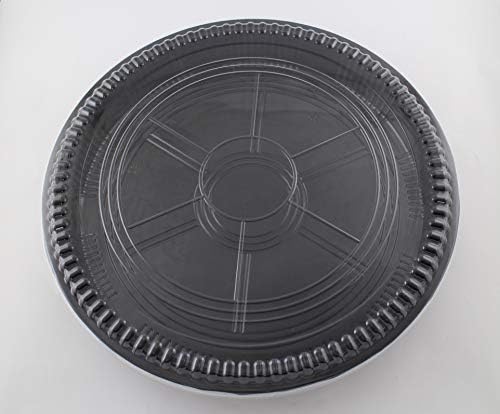 TogoTainer |15 Inch Heavy Duty Round Black Sushi Trays 20 Packs Sushi Container with Lid Sushi Display for, alternate view 4