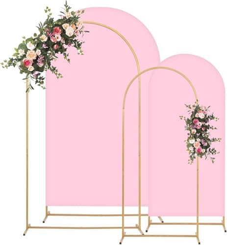 Toolterritory Metal Arch Backdrop Stand and Cover Set, 7.2FT, 6FT, Easy to Assemble, Gold Metal, for Parties