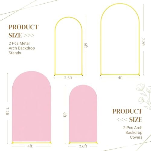 Toolterritory Metal Arch Backdrop Stand and Cover Set, 7.2FT, 6FT, Easy to Assemble, Gold Metal, for Parties, alternate view