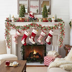 Total 11.6FT Christmas Garland for Mantle, 2PCS Flexible Red Berry Garland with Leaves, Artificial Garlands for, alternate