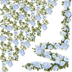 Total 12.4Ft Artificial Flowers Garlands for Decoration, Blue in Blue